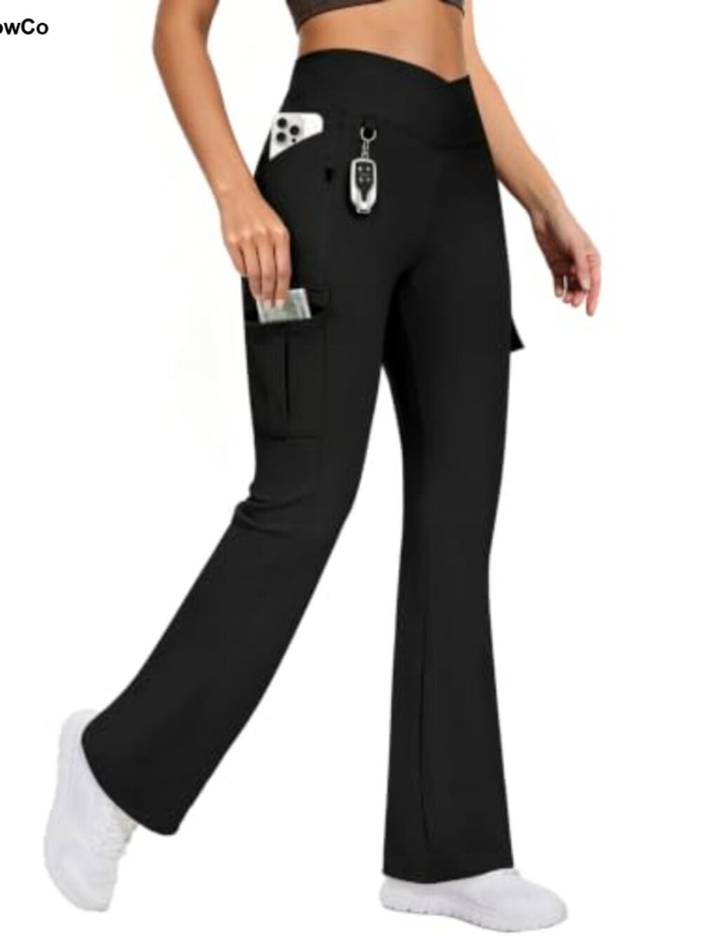High Waisted Cargo Flare Leggings Bootcut Yoga Pants 5 Pocket